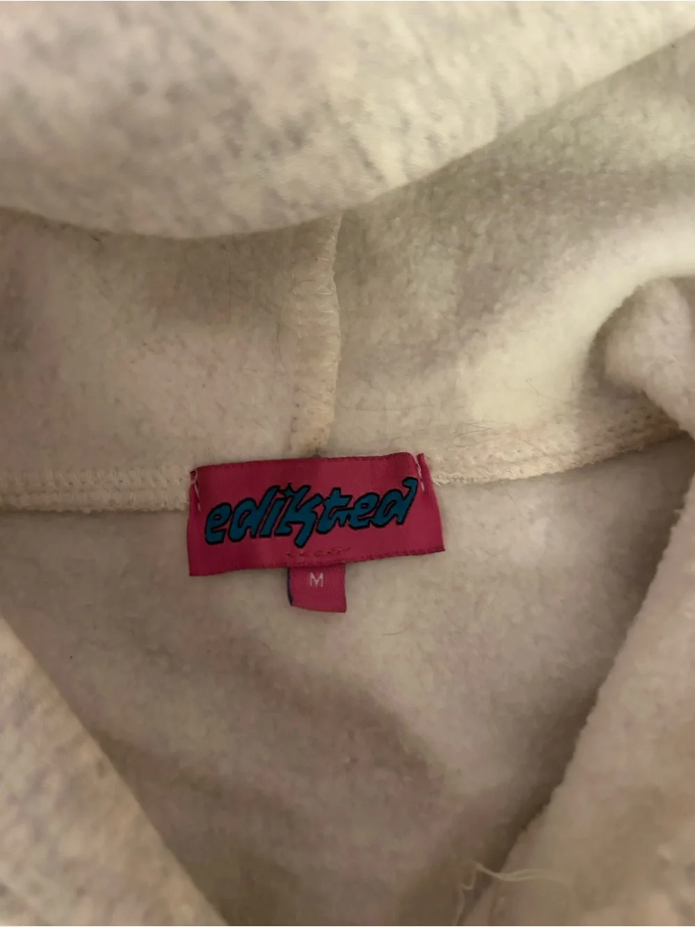 Edikted Cream Hoodie with Pink Bow Detail